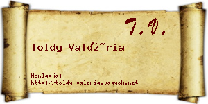 Toldy Valéria névjegykártya