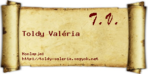 Toldy Valéria névjegykártya